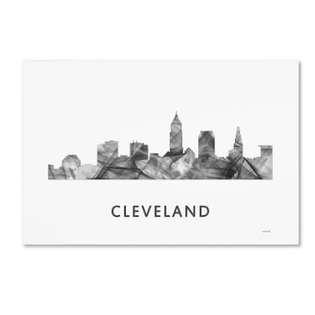 Trademark Fine Art Marlene Watson 'Cleveland Ohio Skyline WB-BW' Canvas Art, 30x47 MW0427-C3047GG